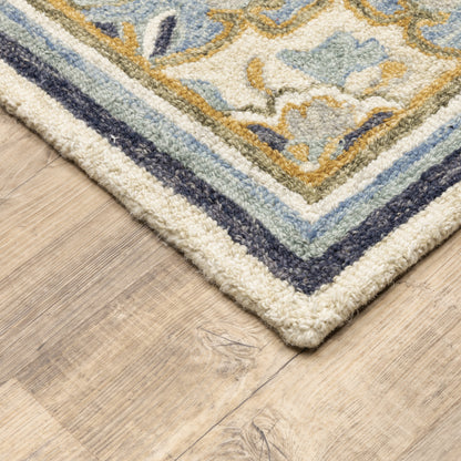 Alfresco Medallion Blue/ Ivory Oriental Loop Pile Rug