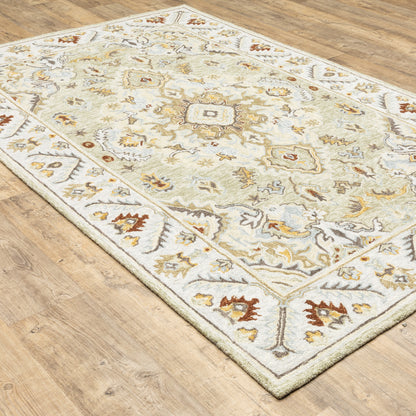 Alfresco Medallion Ivory/ Beige Oriental Loop Pile Rug