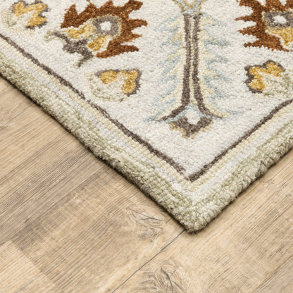Alfresco Medallion Ivory/ Beige Oriental Loop Pile Rug
