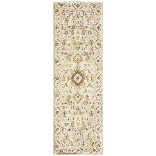 Alfresco 28403 Ivory/ Beige Medallion Oriental Rug