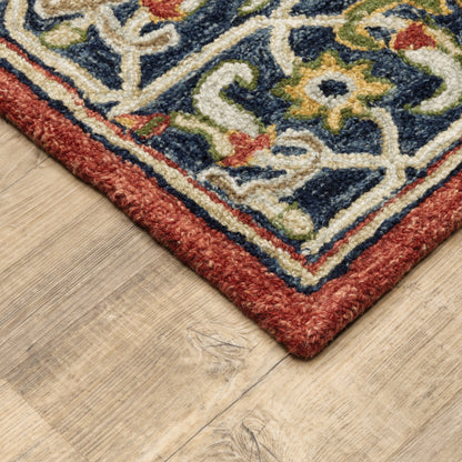 Alfresco Oriental Red/ Blue Loop Pile Rug