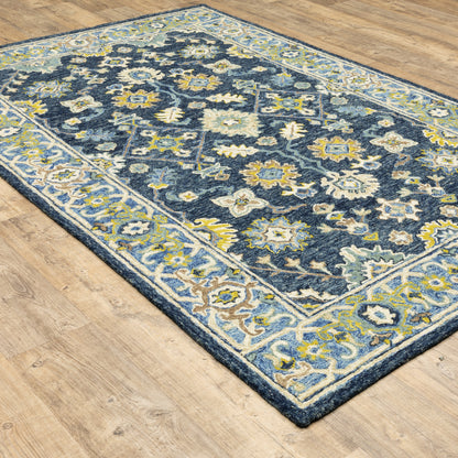 Alfresco Oriental Navy/ Blue Loop Pile Rug