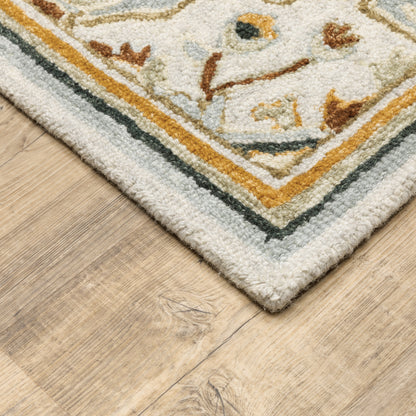 Alfresco Medallion Ivory/ Charcoal Oriental Loop Pile Rug