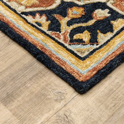 Alfresco Medallion Navy/ Rust Oriental Loop Pile Rug