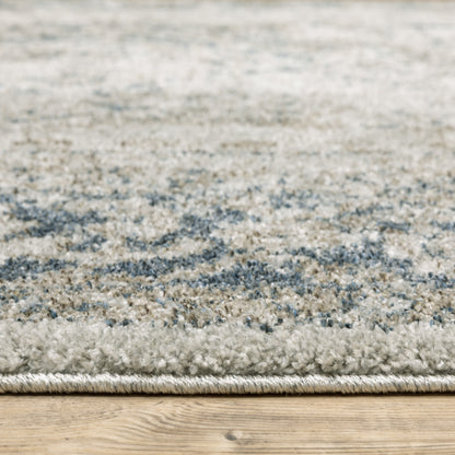 Alton Distressed Beige/ Blue Medallion Cut Pile Rug