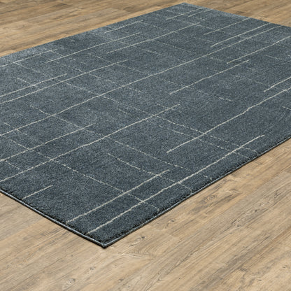 Alton Solid Blue/ Beige Geometric Cut Pile Rug