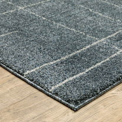 Alton Solid Blue/ Beige Geometric Cut Pile Rug