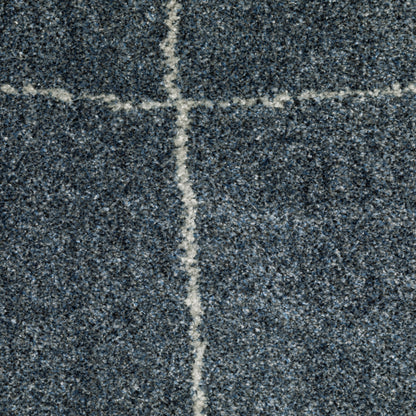 Alton Solid Blue/ Beige Geometric Cut Pile Rug