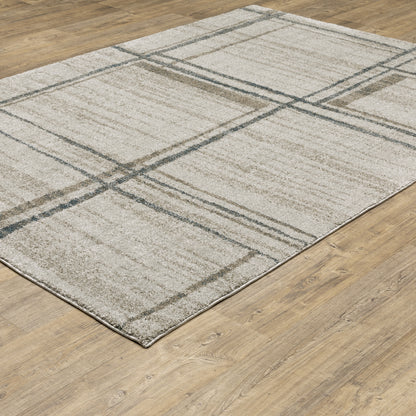 Alton Distressed Beige/ Blue Geometric Cut Pile Rug