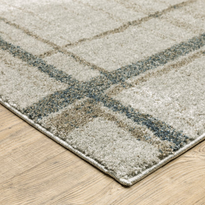Alton Distressed Beige/ Blue Geometric Cut Pile Rug