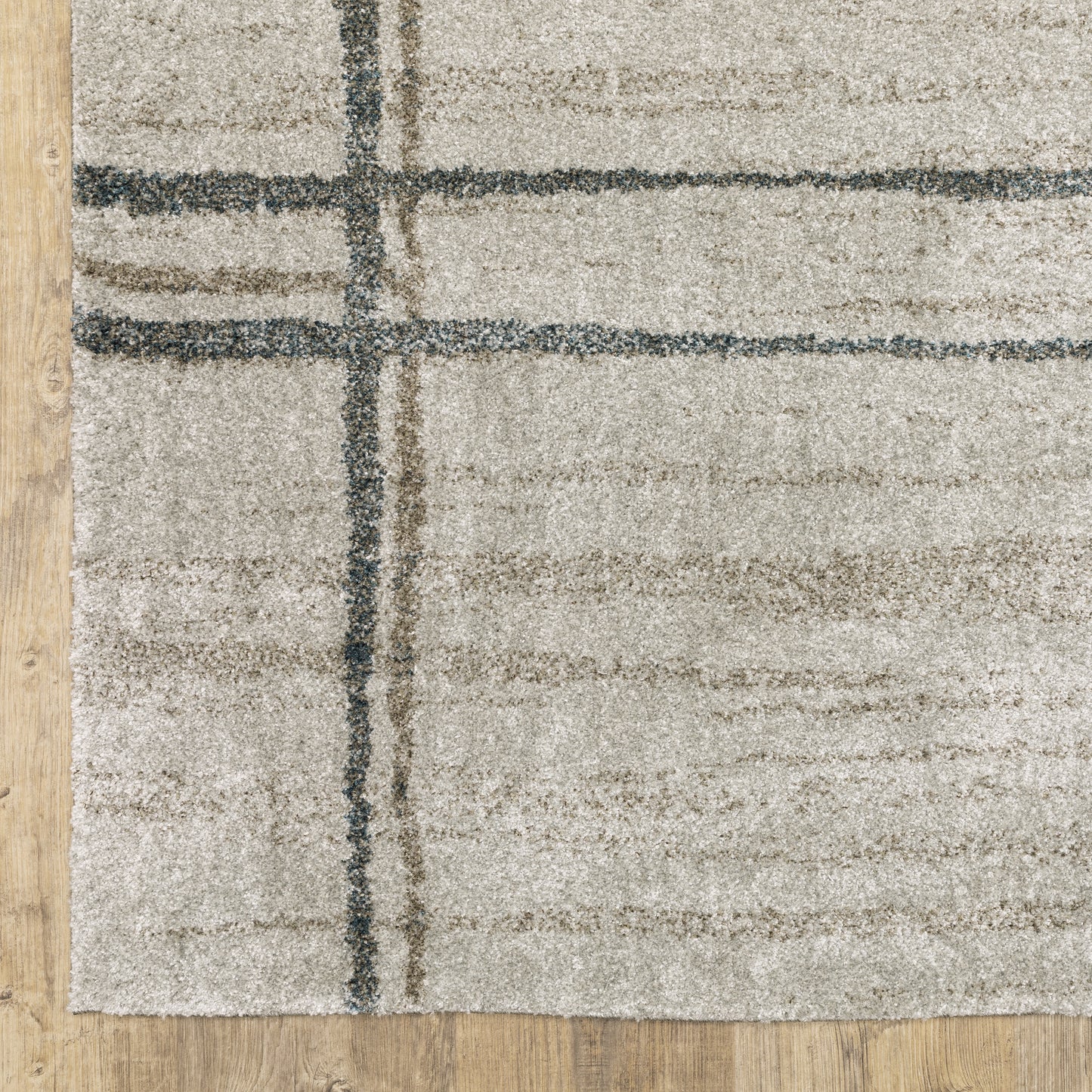 Alton Distressed Beige/ Blue Geometric Cut Pile Rug