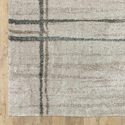 Alton Distressed Beige/ Blue Geometric Cut Pile Rug