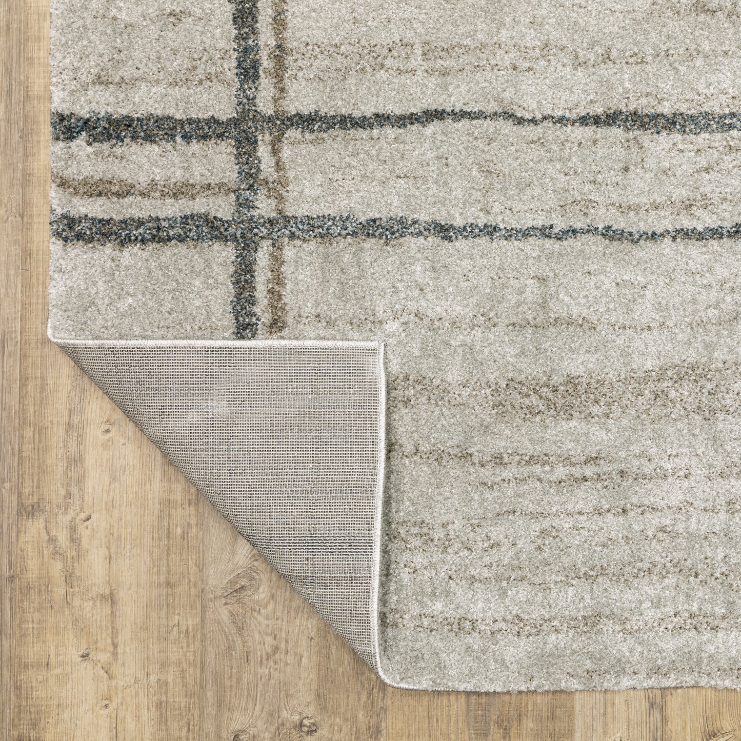 Alton Distressed Beige/ Blue Geometric Cut Pile Rug