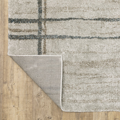 Alton Distressed Beige/ Blue Geometric Cut Pile Rug
