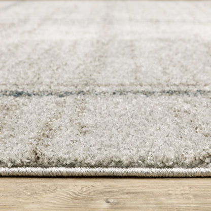Alton Distressed Beige/ Blue Geometric Cut Pile Rug