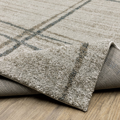Alton Distressed Beige/ Blue Geometric Cut Pile Rug