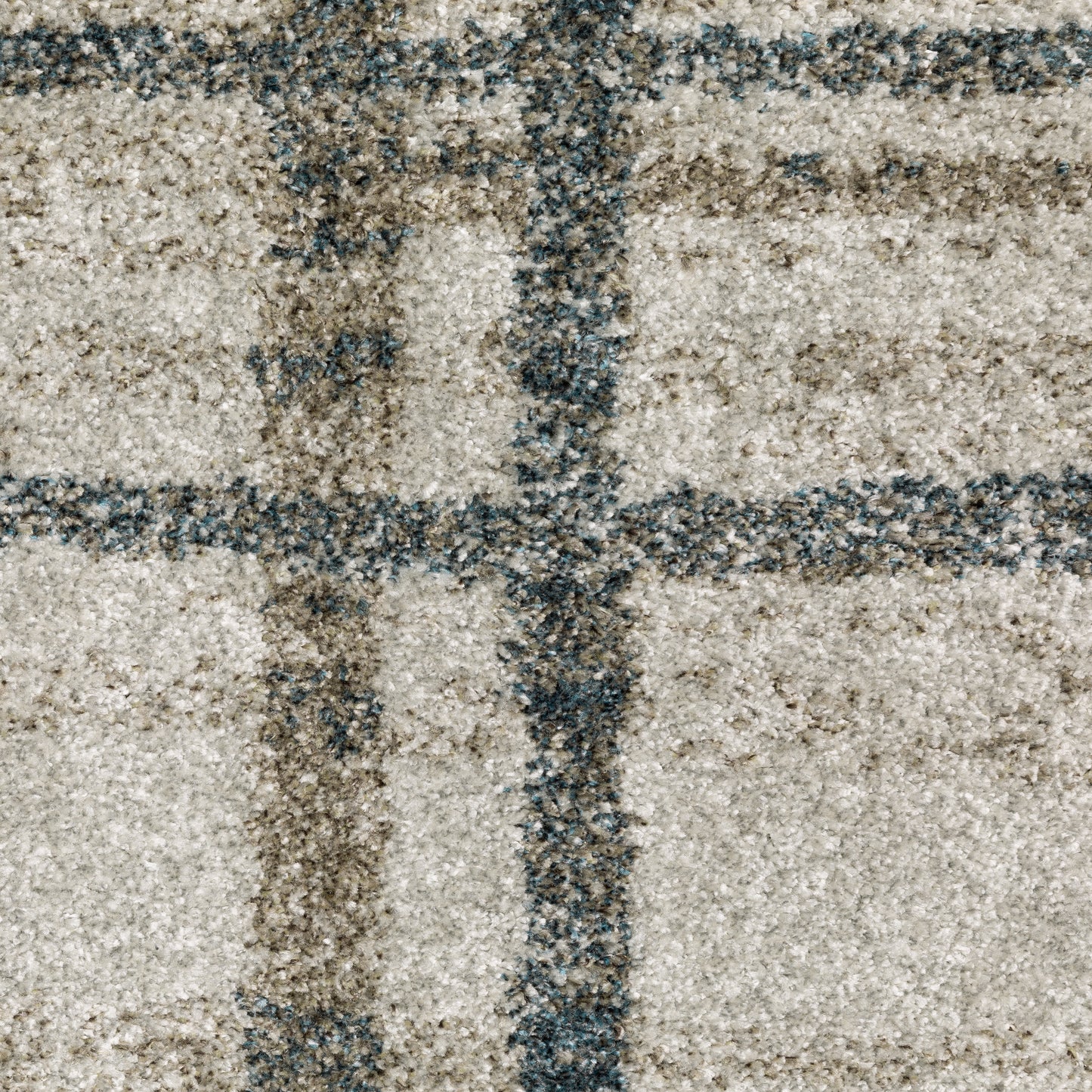 Alton Distressed Beige/ Blue Geometric Cut Pile Rug