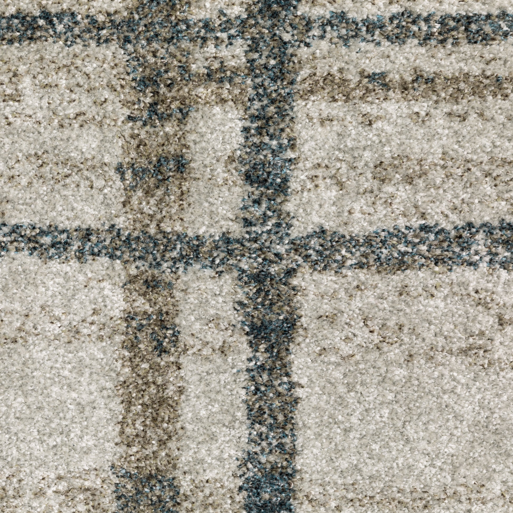 Alton Distressed Beige/ Blue Geometric Cut Pile Rug