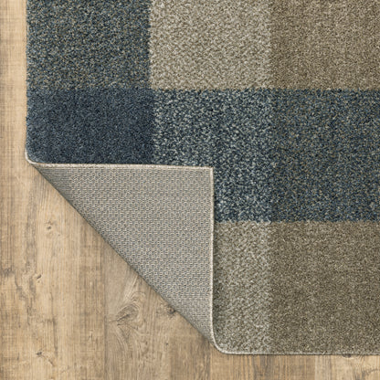 Alton Distressed Blue/ Beige Geometric Cut Pile Rug
