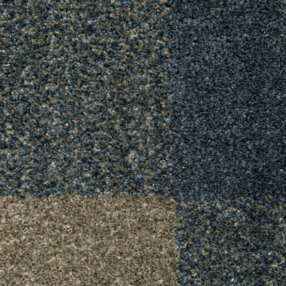 Alton Distressed Blue/ Beige Geometric Cut Pile Rug