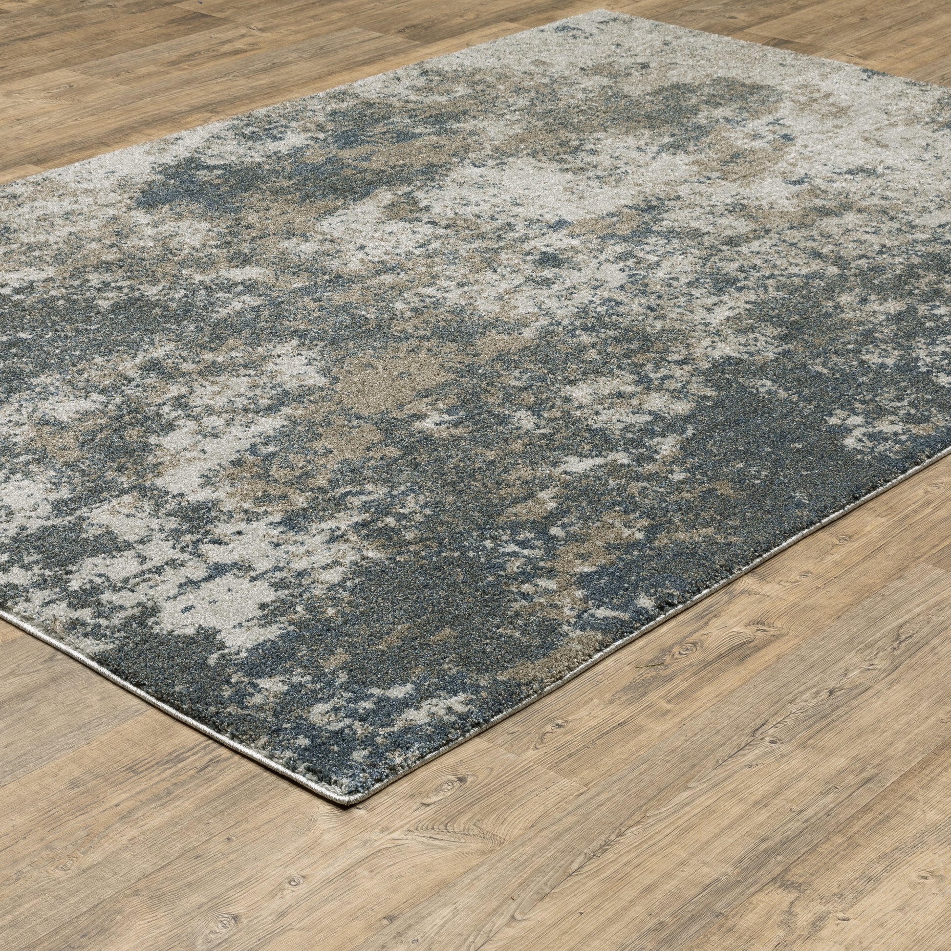 Alton Abstract Blue/ Beige Cut Pile Rug
