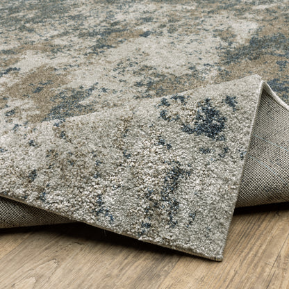 Alton Abstract Blue/ Beige Cut Pile Rug