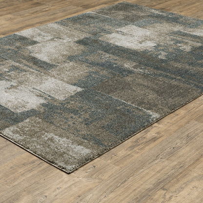 Alton Distressed Blue/ Brown Abstract Cut Pile Rug