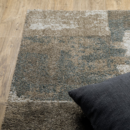 Alton Distressed Blue/ Brown Abstract Cut Pile Rug