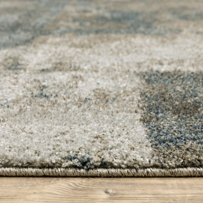Alton Distressed Blue/ Brown Abstract Cut Pile Rug