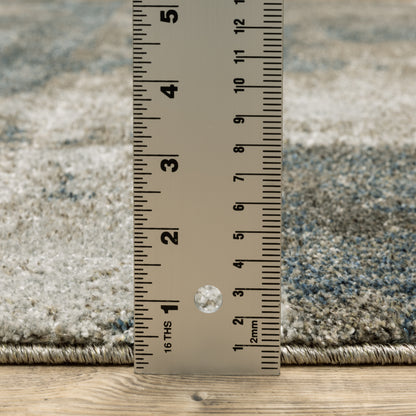 Alton Distressed Blue/ Brown Abstract Cut Pile Rug