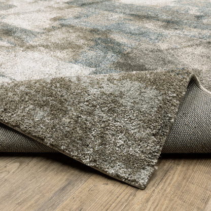 Alton Distressed Blue/ Brown Abstract Cut Pile Rug