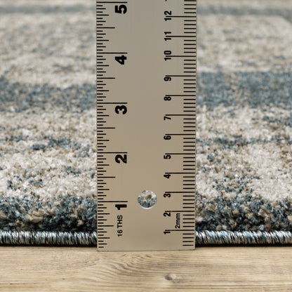 Alton Medallion Blue/ Beige Distressed Cut Pile Rug