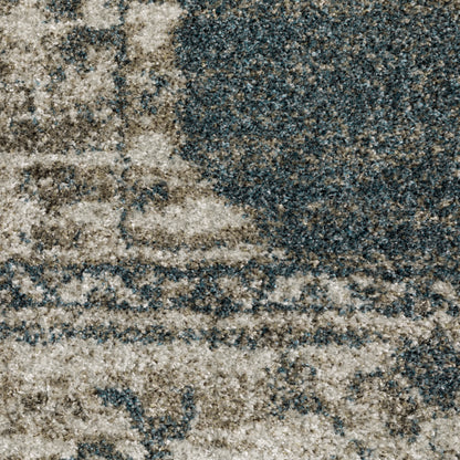 Alton Medallion Blue/ Beige Distressed Cut Pile Rug