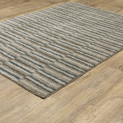 Alton Geometric Beige/ Blue Cut Pile Rug