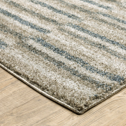 Alton Geometric Beige/ Blue Cut Pile Rug