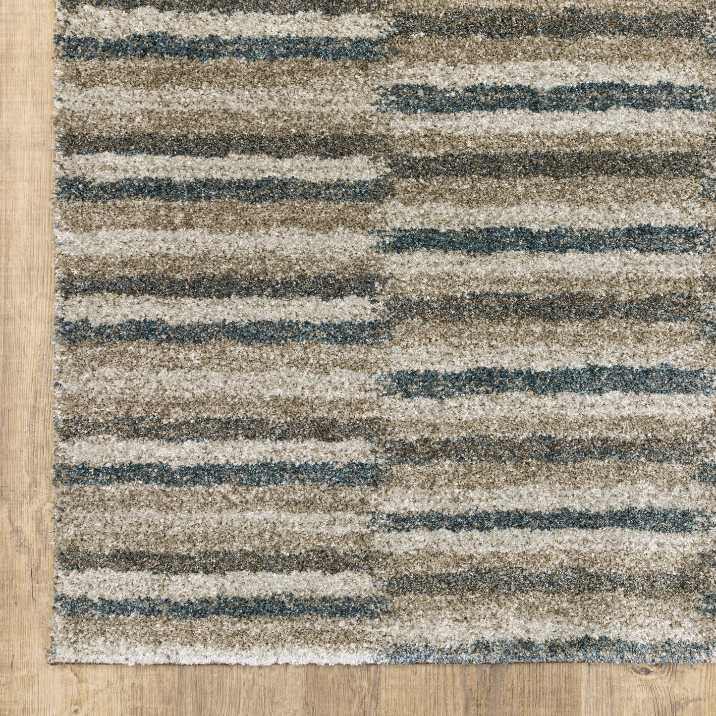 Alton Geometric Beige/ Blue Cut Pile Rug