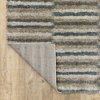 Alton Geometric Beige/ Blue Cut Pile Rug