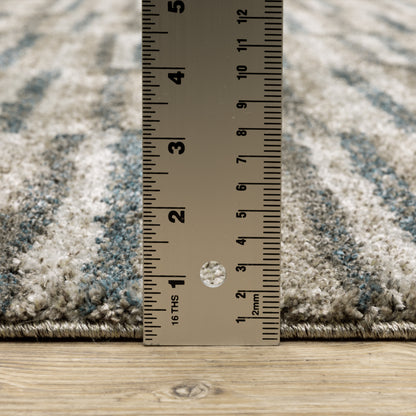Alton Geometric Beige/ Blue Cut Pile Rug