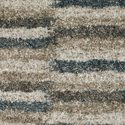 Alton Geometric Beige/ Blue Cut Pile Rug