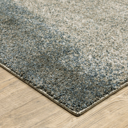 Alton Distressed Beige/ Blue Abstract Cut Pile Rug