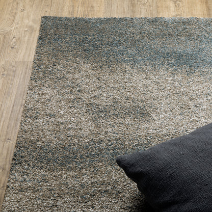 Alton Distressed Beige/ Blue Abstract Cut Pile Rug