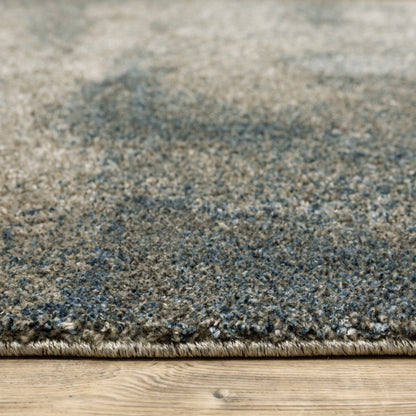 Alton Distressed Beige/ Blue Abstract Cut Pile Rug