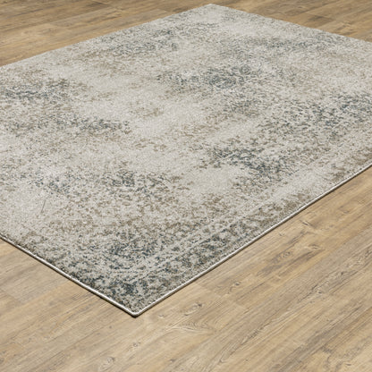 Alton Distressed Beige/ Grey Oriental Cut Pile Rug
