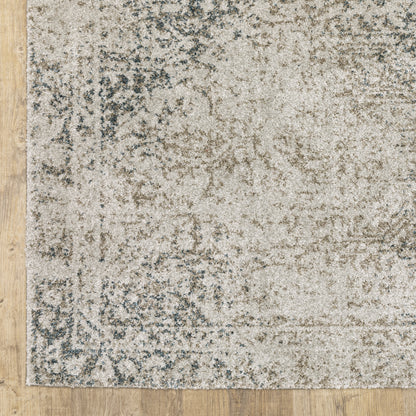 Alton Distressed Beige/ Grey Oriental Cut Pile Rug