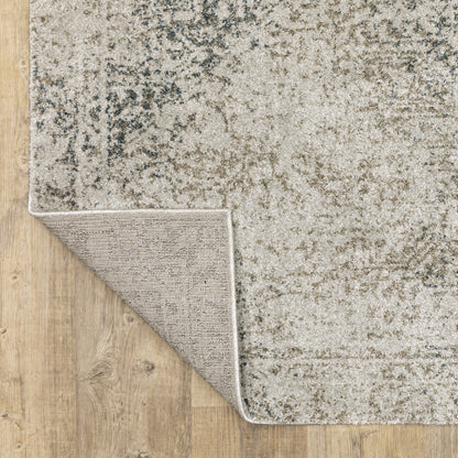 Alton Distressed Beige/ Grey Oriental Cut Pile Rug