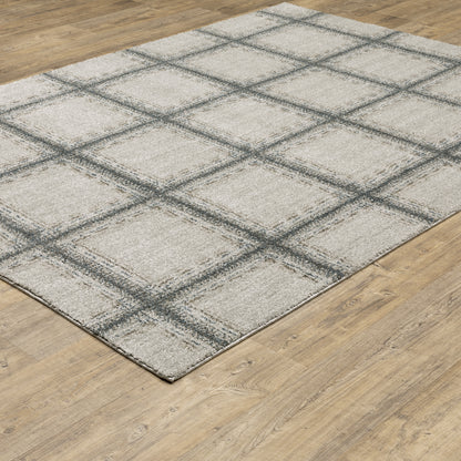 Alton Geometric Beige/ Blue Cut Pile Rug