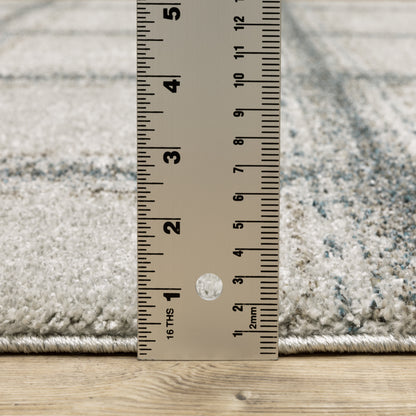 Alton Geometric Beige/ Blue Cut Pile Rug