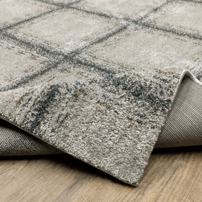 Alton Geometric Beige/ Blue Cut Pile Rug