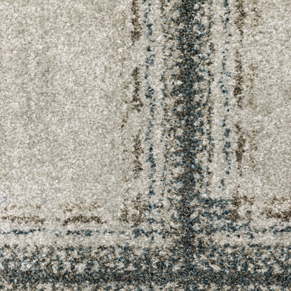 Alton Geometric Beige/ Blue Cut Pile Rug