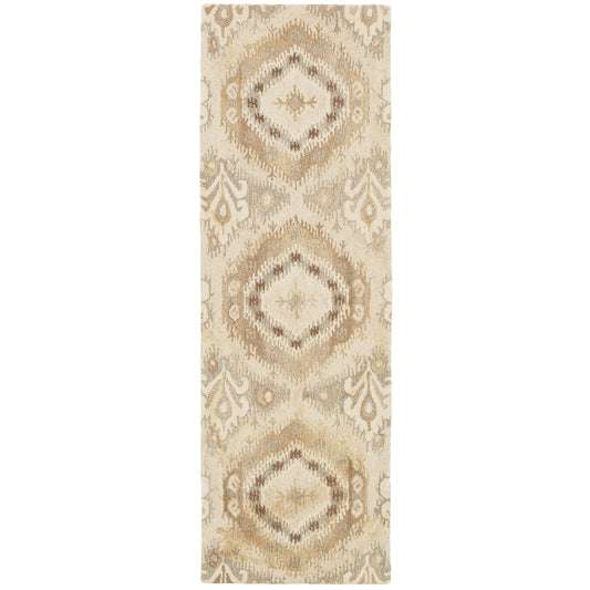 Anastasia 68003 Sand/ Ivory Abstract Ikat Rug